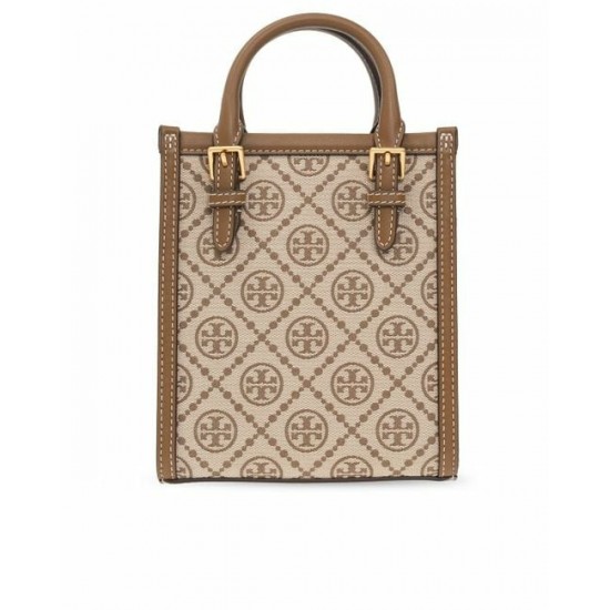 Women Tory Burch Mini T Monogram Tote Khaki